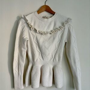 Ted Baker Elsahi Yoke Ruffled Knit Sweater with Peplum Hem